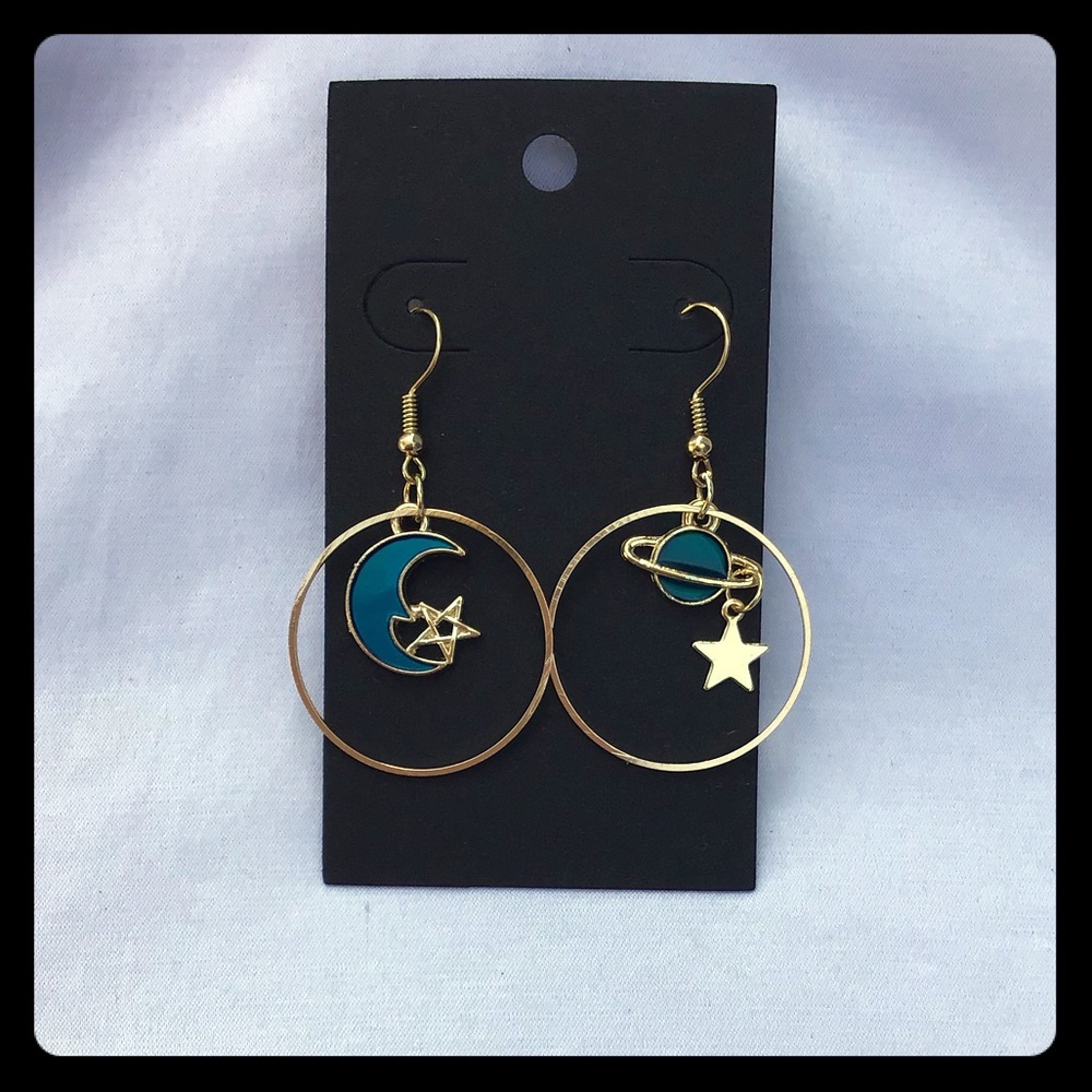 Moon star space earrings